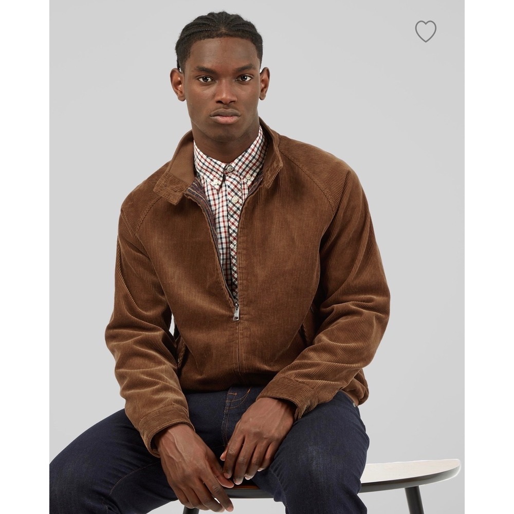 Ben Sherman Brown Corduroy Harrington Jacket L Bloke Retro Mod Casual Preppy